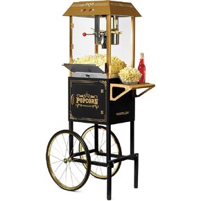 Nostalgia Popcorn Maker Machine - Professional Cart With 10 Oz Kettle Makes Up to 40 Cups - Vintage Lincoln Popper Popcorn Machine Movie Theater Style - Black
