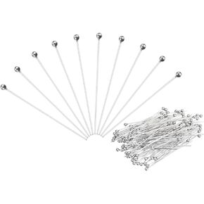 PATIKIL 200Pcs Silver Plated Ball Head Pins 50mm Wire Head Pins 22 Gauge Brass Round Ball Head Pins Metal End Head Pins for DIY Craft Necklaces Bracelets Earrings Jewelry Making