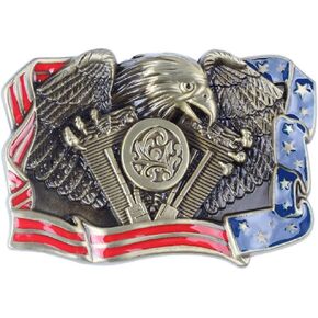 Longcreek Eagle Belt Buckle for Men, American Bald Eagle Norse Viking Eagle Head Patriotic Flag Western Cowboy Belt Buckle
