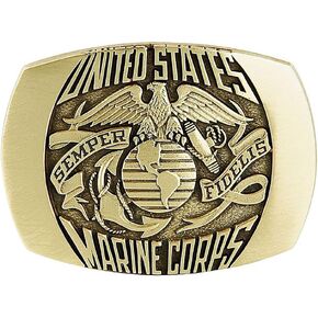 Indiana Metal Craft Marine Corps Vintage Design Belt Buckle Solid Bronze for Men and Women Made in USA