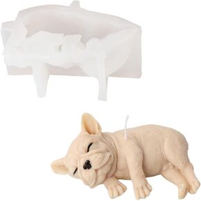 Xidmold 3D Dog Silicone Candle Mold Animal Soap Mold Silicone Dog Mold for Chocolate, Candy, Cake Decor, Soy Wax Candle, Soap, Polymer Clay, Plaster, Resin Art (Dog E)