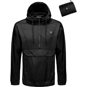 Little Donkey Andy Mens Water-Repellent Windbreaker Packable, Ultra Light Quick-Dry Light Jacket Half Zip Pullover
