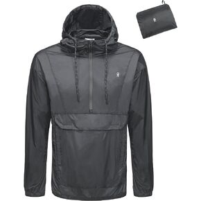 Little Donkey Andy Mens Water-Repellent Windbreaker Packable, Ultra Light Quick-Dry Light Jacket Half Zip Pullover