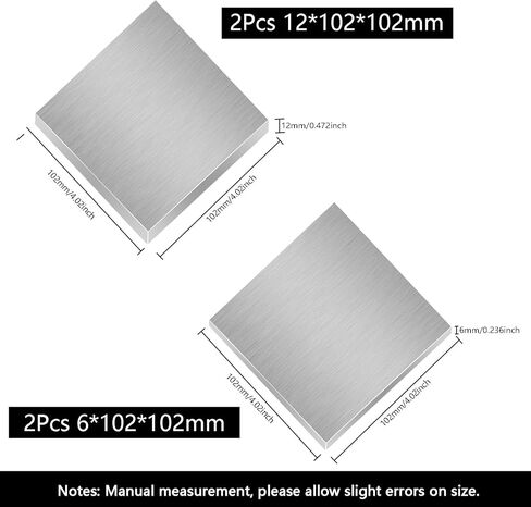 4 قطع من ألواح الألومنيوم، 2 قطعة من ألواح الألومنيوم مقاس 1/2 بوصة × 4 بوصة × 4 بوصة و2 قطعة من ألواح الألومنيوم الصلبة مقاس 1/4 بوصة × 4 بوصة × 4 بوصة من أجل التصنيع باستخدام الحاسب الآلي، والتصنيع الدقيق. in Kuwait