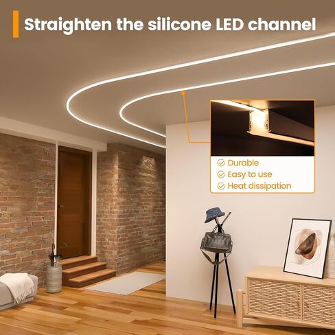 Muzata 20 حزمة سيليكون LED قناة تركيب مقاطع الملحقات تناسب 20 × 20 مم سيليكون LED قناة USC6 USC7 لسقف الجدار ديكور المنزل LCS1 in Saudi Arabia
