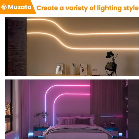 Muzata 20 حزمة سيليكون LED قناة تركيب مقاطع الملحقات تناسب 20 × 20 مم سيليكون LED قناة USC6 USC7 لسقف الجدار ديكور المنزل LCS1 in Saudi Arabia