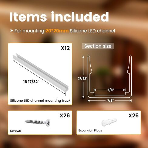 Muzata 20 حزمة سيليكون LED قناة تركيب مقاطع الملحقات تناسب 20 × 20 مم سيليكون LED قناة USC6 USC7 لسقف الجدار ديكور المنزل LCS1 in Saudi Arabia