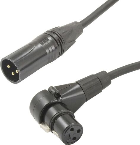 كابل MCSPROAUDIO ذكر إلى أنثى XLR مع موصلات سوداء بطول 1 قدم قدم من اليمين إلى F إلى مستقيم M in Kuwait