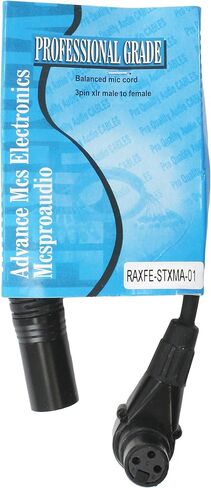 كابل MCSPROAUDIO ذكر إلى أنثى XLR مع موصلات سوداء بطول 1 قدم قدم من اليمين إلى F إلى مستقيم M in Kuwait