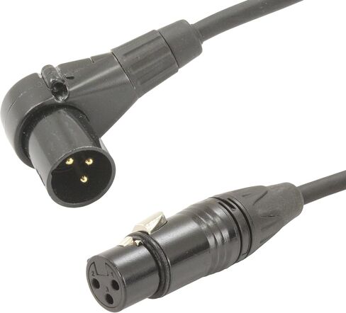 كابل MCSPROAUDIO ذكر إلى أنثى XLR مع موصلات سوداء بطول 1 قدم قدم من اليمين إلى F إلى مستقيم M in Kuwait