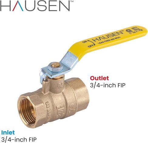 Hausen 3/4 بوصة FIP x 3/4 بوصة FIP صمام كروي نحاسي ملولب كامل المنفذ، حزمة واحدة in Kuwait