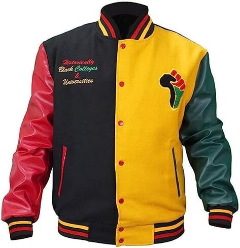 Naffa Fashion Men's Donovan Multicolor Varsity Mitchell Letterman Patches Pride Wool & Faux Leather Basketball Jacket in Saudi Arabia