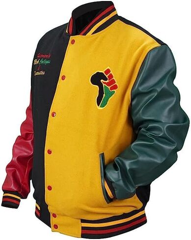 Naffa Fashion Men's Donovan Multicolor Varsity Mitchell Letterman Patches Pride Wool & Faux Leather Basketball Jacket in Saudi Arabia
