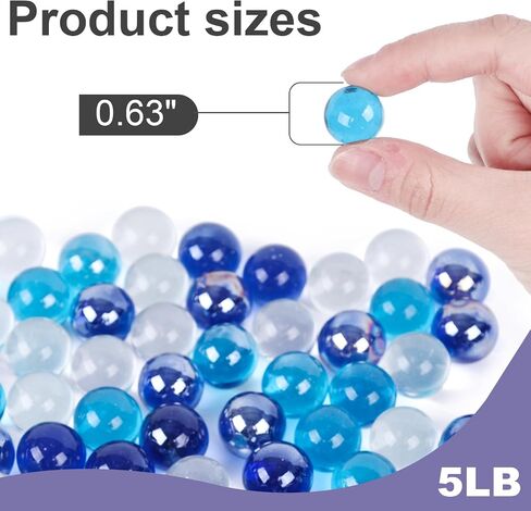 FUTUREPLUSX 5LB كرات زجاجية كبيرة، كرات زجاجية مستديرة حشوات مزهرية زرقاء لحوض السمك للأطفال لعبة ديكور المنزل 0.63 بوصة in Saudi Arabia