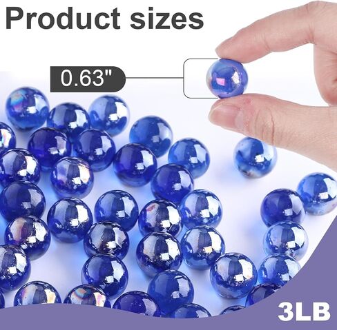 FUTUREPLUSX 5LB كرات زجاجية كبيرة، كرات زجاجية مستديرة حشوات مزهرية زرقاء لحوض السمك للأطفال لعبة ديكور المنزل 0.63 بوصة in Saudi Arabia