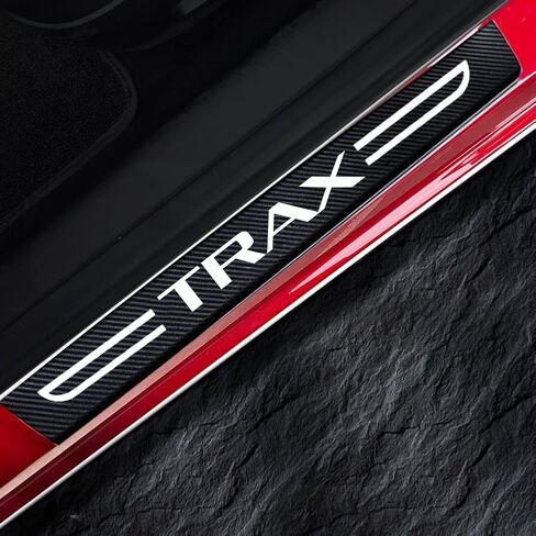 Z Zeba EXPRESS 4 قطع واقي عتبة باب السيارة لسيارة Chevy Trax، ملصق حماية عتبة باب السيارة من الجلد المصنوع من ألياف الكربون ومضاد للأوساخ وملحقات غطاء الخدش، أبيض in Kuwait