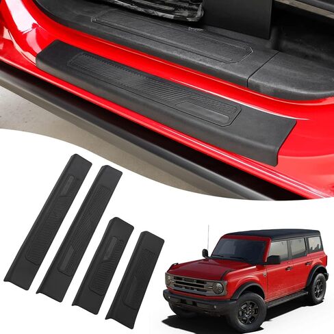 واقيات عتبة الباب DKMGHT لسيارة Ford Bronco 4 Door 2021 2022، ملحقات Ford Bronco TPE الصلبة حافة الباب وسادة خدش عتبة الباب لـ Bronco 4pcs in Kuwait