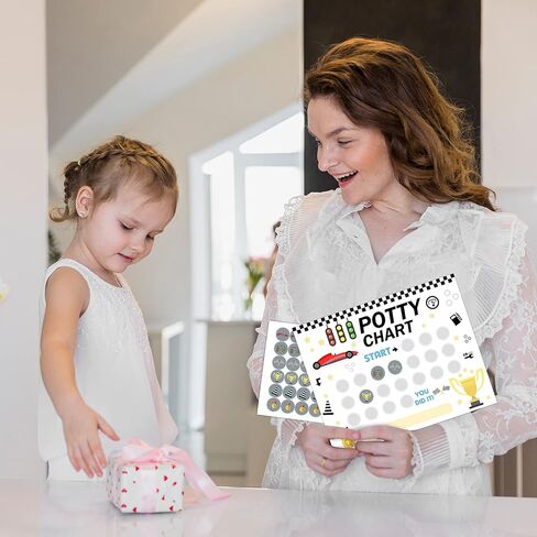 Potty Training Sticker Chart, Step to Follow, Racing Car Toilet Training Routine Chart with 216 Round Stickers for Toddlers Boys Girls Forming Good Habits - biaobiaoka-06​ in Kuwait