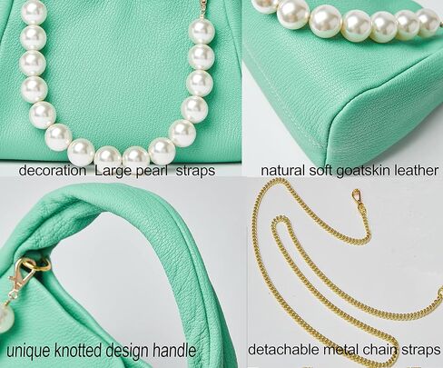 حقيبة كلاتش جلدية للنساء بتصميم صغير من جلد الماعز 90S مع أشرطة من اللؤلؤ in Kuwait