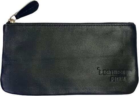 LEATHER FARM Leather Travel Pouch - Beautifully Handcrafted YKK Zippered Pouch Handmade - 8 x 4 inches.(BLACK) in Saudi Arabia