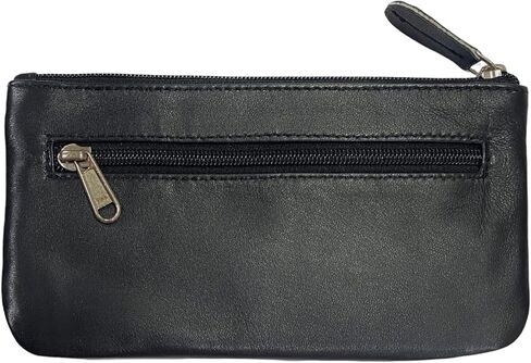 LEATHER FARM Leather Travel Pouch - Beautifully Handcrafted YKK Zippered Pouch Handmade - 8 x 4 inches.(BLACK) in Saudi Arabia