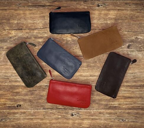 LEATHER FARM Leather Travel Pouch - Beautifully Handcrafted YKK Zippered Pouch Handmade - 8 x 4 inches.(BLACK) in Saudi Arabia