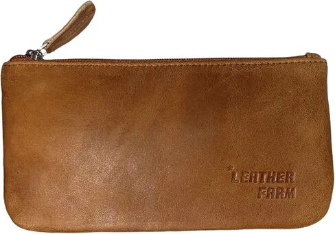 LEATHER FARM Leather Travel Pouch - Beautifully Handcrafted YKK Zippered Pouch Handmade - 8 x 4 inches.(BLACK) in Saudi Arabia