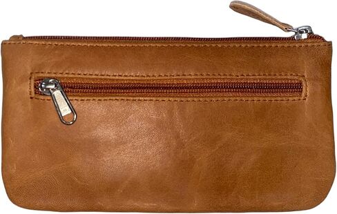 LEATHER FARM Leather Travel Pouch - Beautifully Handcrafted YKK Zippered Pouch Handmade - 8 x 4 inches.(BLACK) in Saudi Arabia