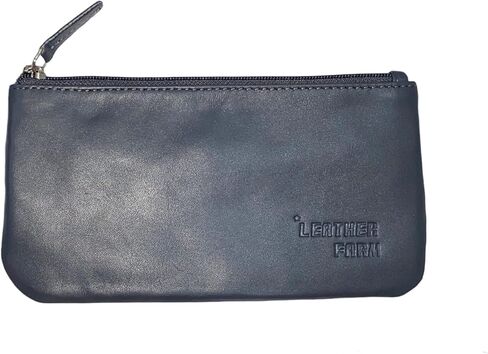LEATHER FARM Leather Travel Pouch - Beautifully Handcrafted YKK Zippered Pouch Handmade - 8 x 4 inches.(BLACK) in Saudi Arabia