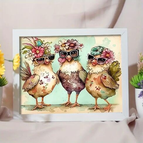 JFYHAB Chicken Diamond Painting Kits for Adults - Hen DIY 5D Diamond Art Kits Full Drill Diamond Dots Paintings with Diamonds Gem Art and Crafts Home Decor 12x16inch in Saudi Arabia