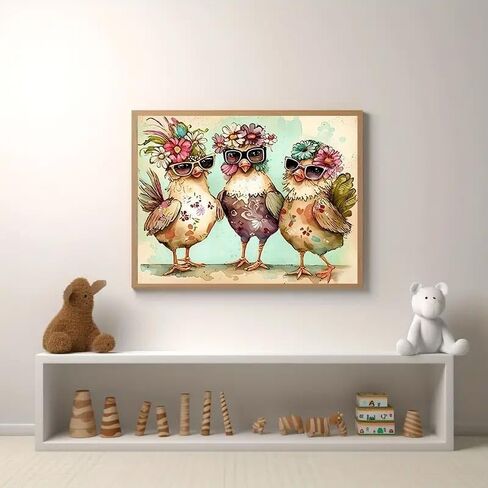 JFYHAB Chicken Diamond Painting Kits for Adults - Hen DIY 5D Diamond Art Kits Full Drill Diamond Dots Paintings with Diamonds Gem Art and Crafts Home Decor 12x16inch in Saudi Arabia