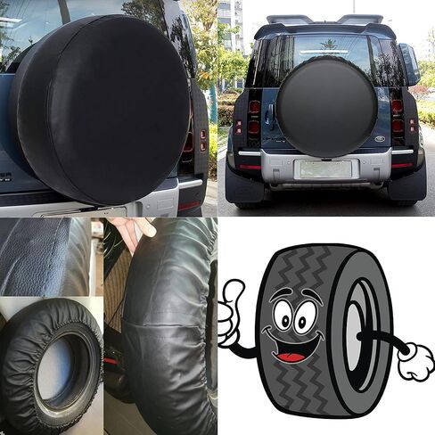 غطاء إطار احتياطي مقاس 15 بوصة، غطاء عجلة السيارة، أغطية جلدية لإطارات السيارات، واقيات عجلة جلدية مقاومة للماء من مادة PVC لسيارة جيب مقطورة، قارب متنقل، شاحنة تخييم سيارات الدفع الرباعي، القطر (27 بوصة - 28 بوصة) in Kuwait