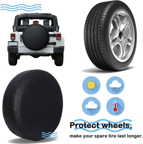 غطاء إطار احتياطي مقاس 15 بوصة، غطاء عجلة السيارة، أغطية جلدية لإطارات السيارات، واقيات عجلة جلدية مقاومة للماء من مادة PVC لسيارة جيب مقطورة، قارب متنقل، شاحنة تخييم سيارات الدفع الرباعي، القطر (27 بوصة - 28 بوصة) in Kuwait