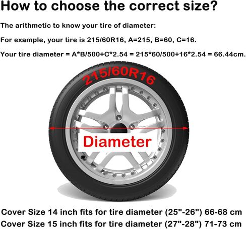 غطاء إطار احتياطي مقاس 15 بوصة، غطاء عجلة السيارة، أغطية جلدية لإطارات السيارات، واقيات عجلة جلدية مقاومة للماء من مادة PVC لسيارة جيب مقطورة، قارب متنقل، شاحنة تخييم سيارات الدفع الرباعي، القطر (27 بوصة - 28 بوصة) in Kuwait