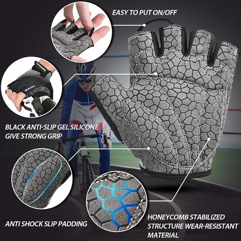 TRKIMAL Bike Gloves Mountain Bicycle Gloves Cycling Gloves with SBR Pad Anti-Slip Shock-Absorbing, Breathable Light Weight Nice Fit Half Finger Sports Gloves for Men Women in Saudi Arabia