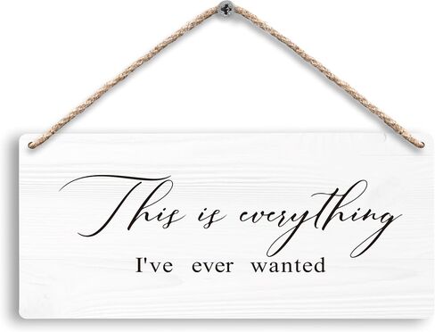 FUGWN This is Everything I've Ever Wanted Hanging Wooden Signs 12x6, Modern Minimalist Inspirational Family Home Bedroom Living Room Wall Decor, Anniversary New Home Decor Gifts for Women Men in Saudi Arabia