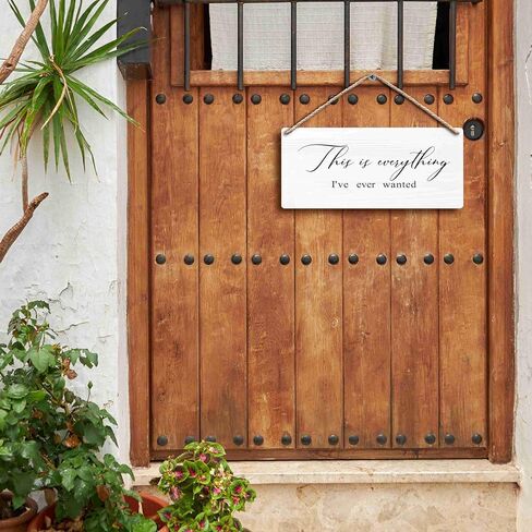 FUGWN This is Everything I've Ever Wanted Hanging Wooden Signs 12x6, Modern Minimalist Inspirational Family Home Bedroom Living Room Wall Decor, Anniversary New Home Decor Gifts for Women Men in Saudi Arabia