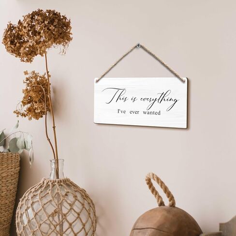 FUGWN This is Everything I've Ever Wanted Hanging Wooden Signs 12x6, Modern Minimalist Inspirational Family Home Bedroom Living Room Wall Decor, Anniversary New Home Decor Gifts for Women Men in Saudi Arabia