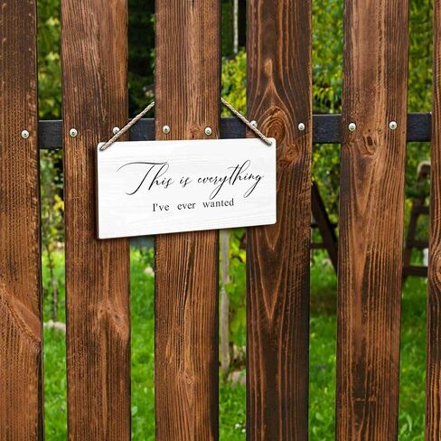 FUGWN This is Everything I've Ever Wanted Hanging Wooden Signs 12x6, Modern Minimalist Inspirational Family Home Bedroom Living Room Wall Decor, Anniversary New Home Decor Gifts for Women Men in Saudi Arabia