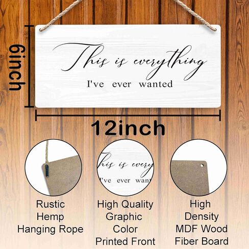 FUGWN This is Everything I've Ever Wanted Hanging Wooden Signs 12x6, Modern Minimalist Inspirational Family Home Bedroom Living Room Wall Decor, Anniversary New Home Decor Gifts for Women Men in Saudi Arabia