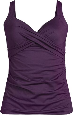 Lands' End Women's Chlorine Resistant Wrap Tankini Swimsuit Top in Saudi Arabia