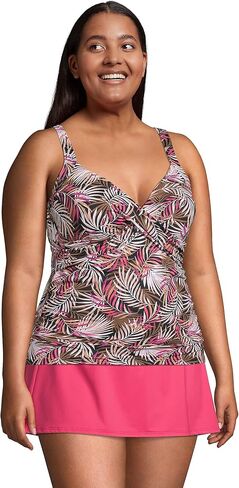 Lands' End Women's Chlorine Resistant Wrap Tankini Swimsuit Top in Kuwait