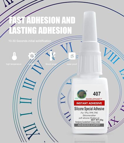 غراء سيليكون Weglau 20 جرام، غراء للسيليكون، للربط بين السيليكون والسيليكون والسيليكون والمواد الأخرى. غراء فائق فوري للسيليكون، مطاط السيليكون، TPU، TPR، TPE، السيليكون السائل in Kuwait