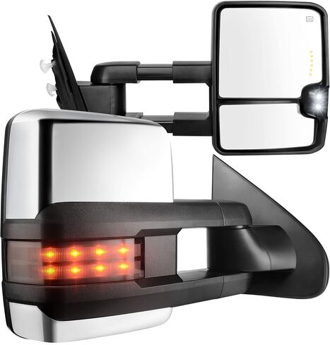 AUTOSAVER88 Towing Mirrors Compatible with 2003-2007 Chevy Silverado GMC Sierra 1500 2500 3500 Tahoe Suburban Avalanche Yukon Power Heated LED Signal Side View Mirror Pair Chrome in Saudi Arabia