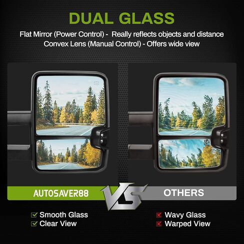 AUTOSAVER88 Towing Mirrors Compatible with 2003-2007 Chevy Silverado GMC Sierra 1500 2500 3500 Tahoe Suburban Avalanche Yukon Power Heated LED Signal Side View Mirror Pair Chrome in Saudi Arabia