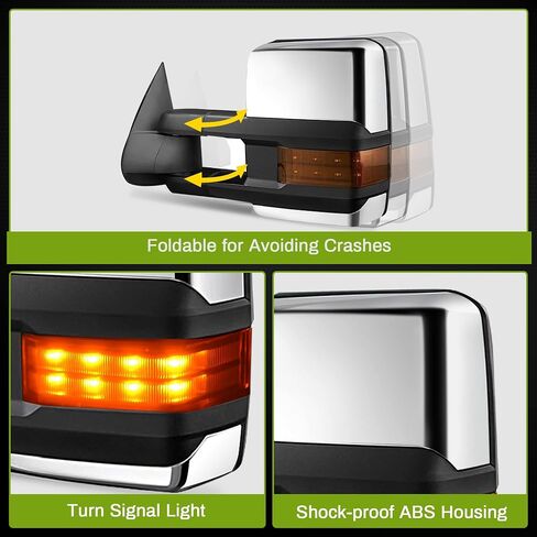AUTOSAVER88 Towing Mirrors Compatible with 2003-2007 Chevy Silverado GMC Sierra 1500 2500 3500 Tahoe Suburban Avalanche Yukon Power Heated LED Signal Side View Mirror Pair Chrome in Saudi Arabia