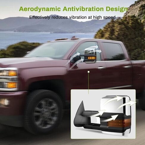 AUTOSAVER88 Towing Mirrors Compatible with 2003-2007 Chevy Silverado GMC Sierra 1500 2500 3500 Tahoe Suburban Avalanche Yukon Power Heated LED Signal Side View Mirror Pair Chrome in Saudi Arabia
