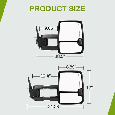 AUTOSAVER88 Towing Mirrors Compatible with 2003-2007 Chevy Silverado GMC Sierra 1500 2500 3500 Tahoe Suburban Avalanche Yukon Power Heated LED Signal Side View Mirror Pair Chrome in Saudi Arabia