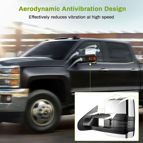 AUTOSAVER88 Towing Mirrors Compatible with 2003-2007 Chevy Silverado GMC Sierra 1500 2500 3500 Tahoe Suburban Avalanche Yukon Power Heated LED Signal Side View Mirror Pair Chrome in Saudi Arabia