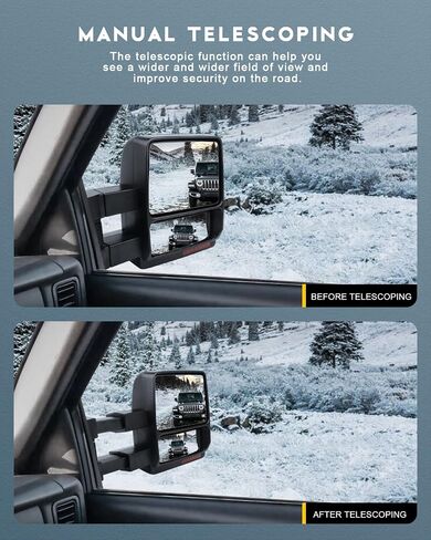مرآة سحب OCPTY لعام 2007 2008 2009 2010 2011 2012 2013 2014 لسيارة Ford for F-150 مجموعة زوج شاحنة بيك اب، مرايا سحب يدوية لإشارة البركة الساخنة (RH+LH) in Saudi Arabia